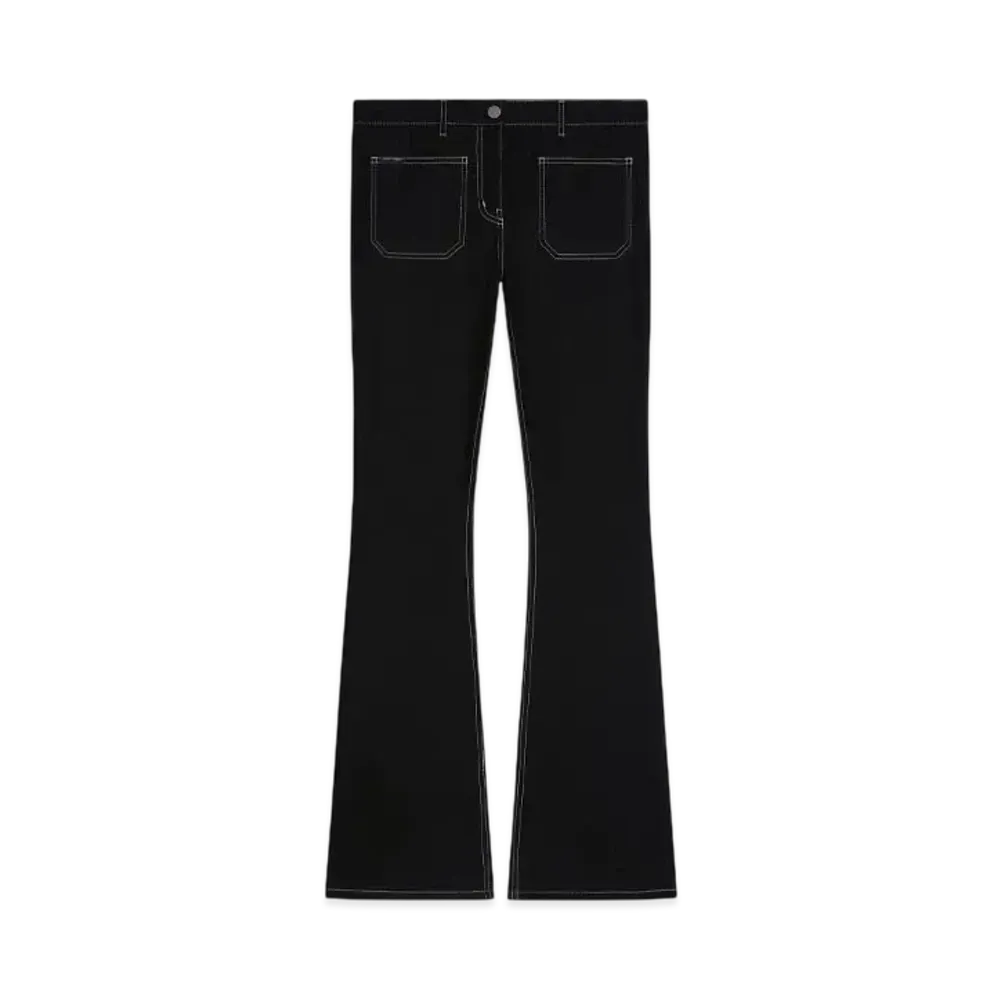 Courreges 2-Pocket Topstitched Denim Bootcut Pants "Black/Heritage White"