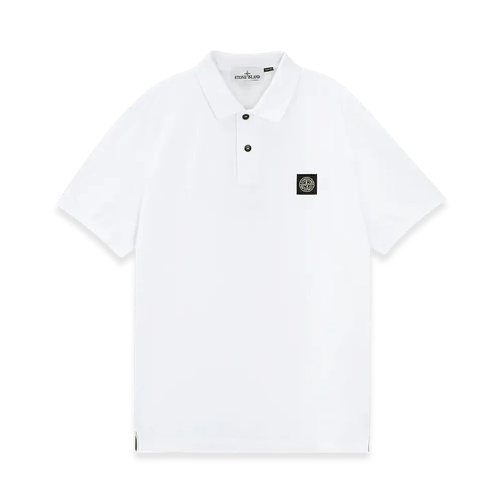 Stone Island 2SC17 Stretch Organic Cotton Pique Slim Fit S/S Polo Shirt - 24FW "White"