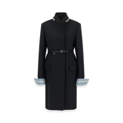 PRADA Women's Jewel Collar Coat "Navy Blue"