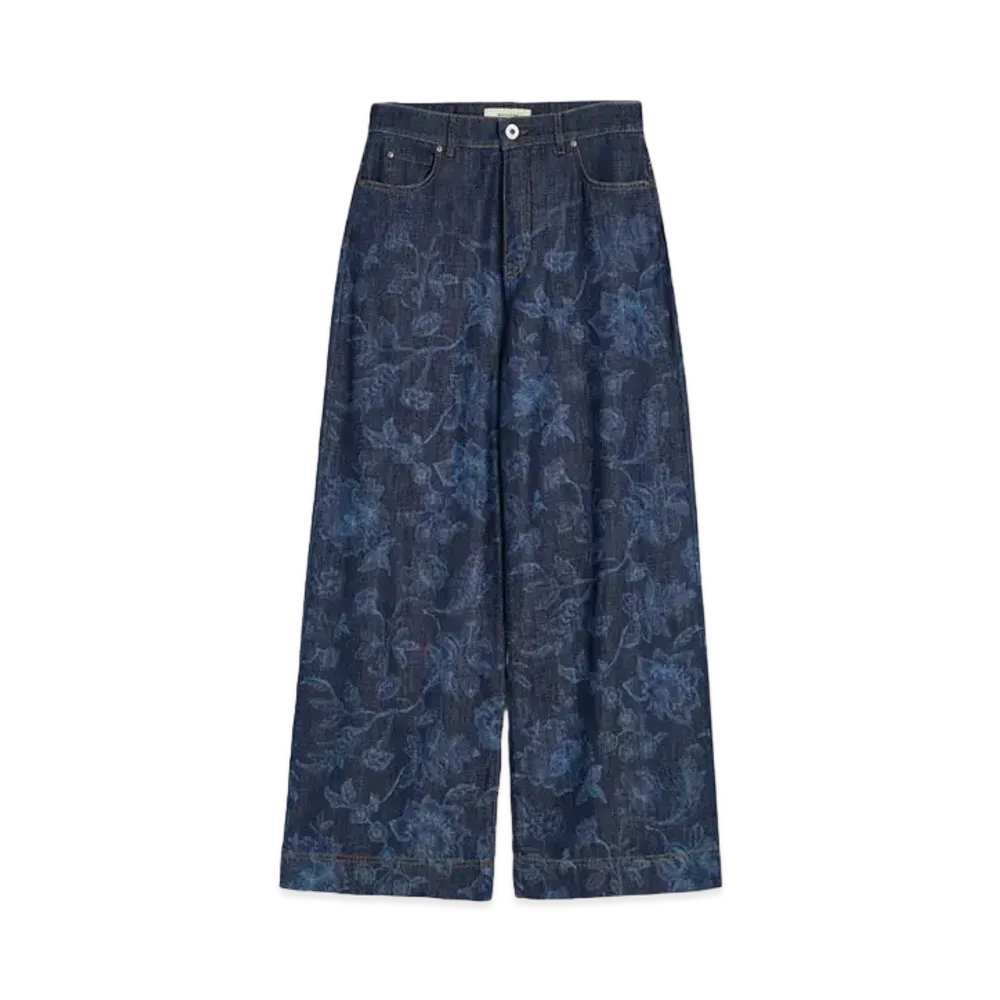Max Mara Omelia Floral Denim Pants "Navy"