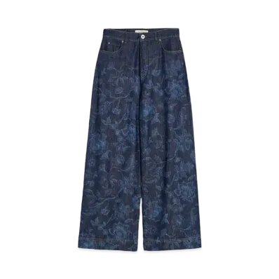 Max Mara Omelia Floral Denim Pants "Navy"
