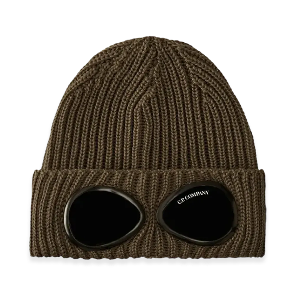 C.P. Company Extrafine Merino Wool Goggle Beanie "Walnut Beige"