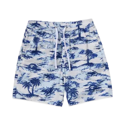 A BATHING APE Palm Tree Camo Relaxed Fit Beach Shorts "Blue"