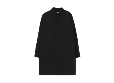 Yohji Yamamoto Pour Homme COTTON BROAD CHAIN STITCH LEFT BREAST PATCH POCKET BLOUSE "Black"
