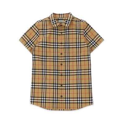 Burberry Kids Owen Short Sleeve Shirt "Beige"