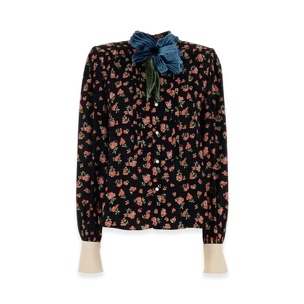 Valentino Women's Printed Crepe Shirt "Floral"