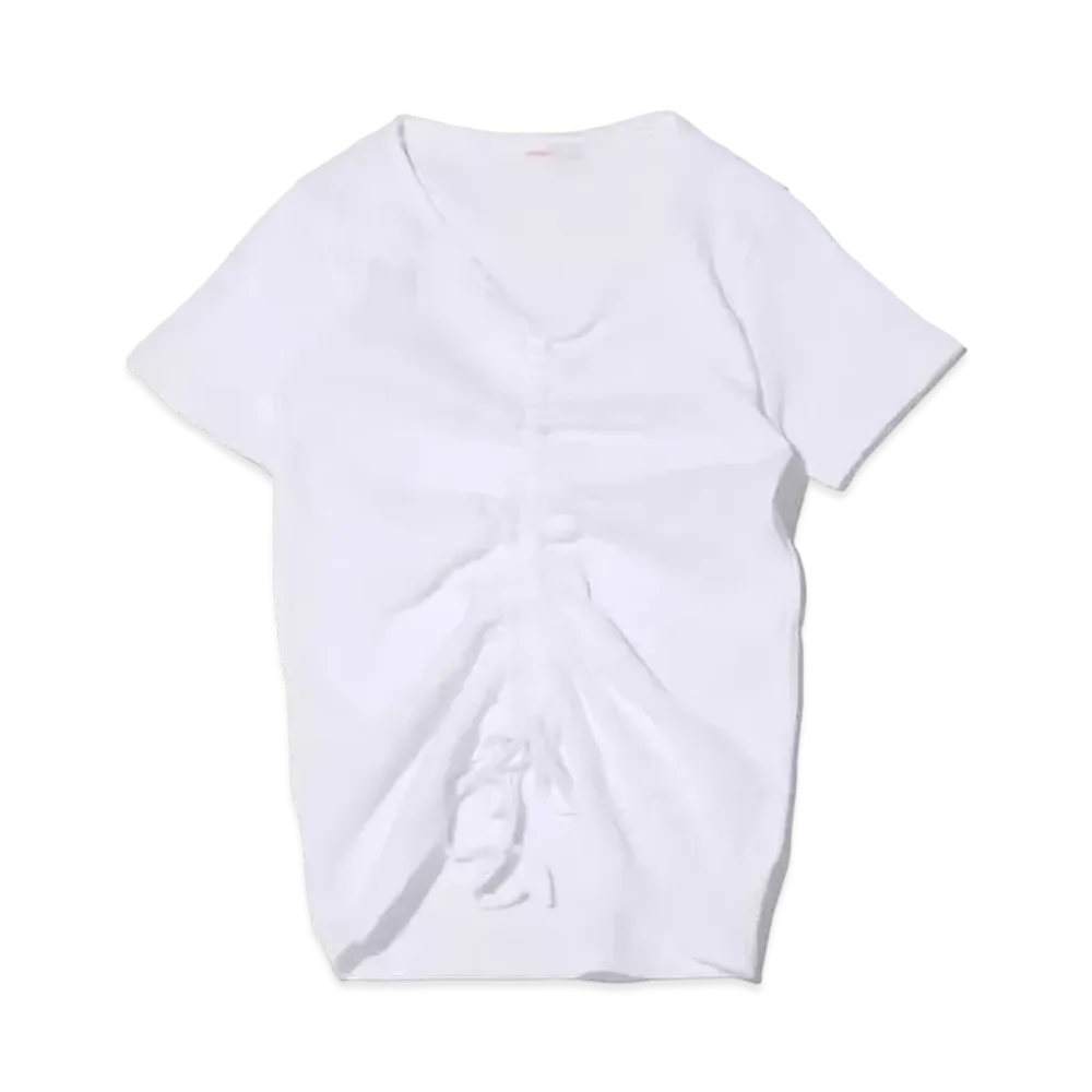 atmos pink Front Drawstring Ribbed T-Shirt "White"