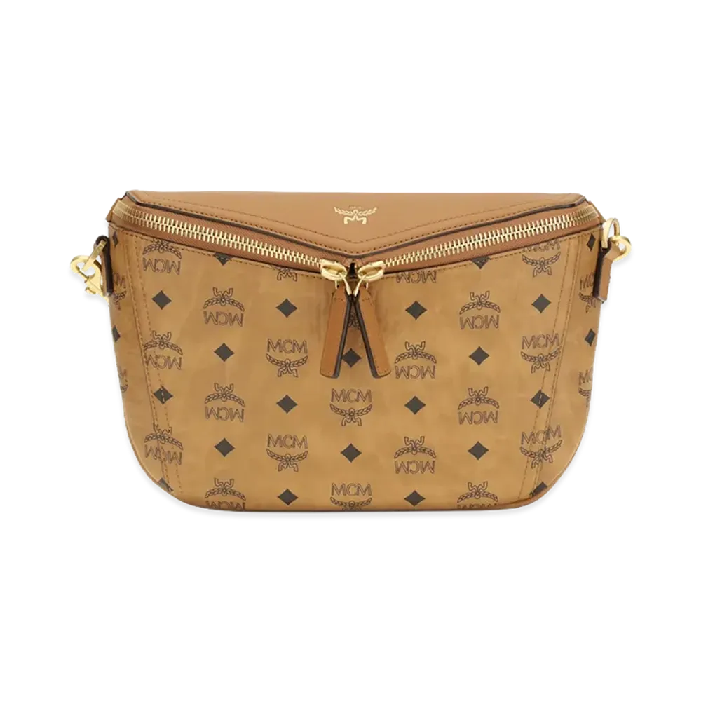 MCM Women's Printed Canvas Diamond Belt Bag "Brown"