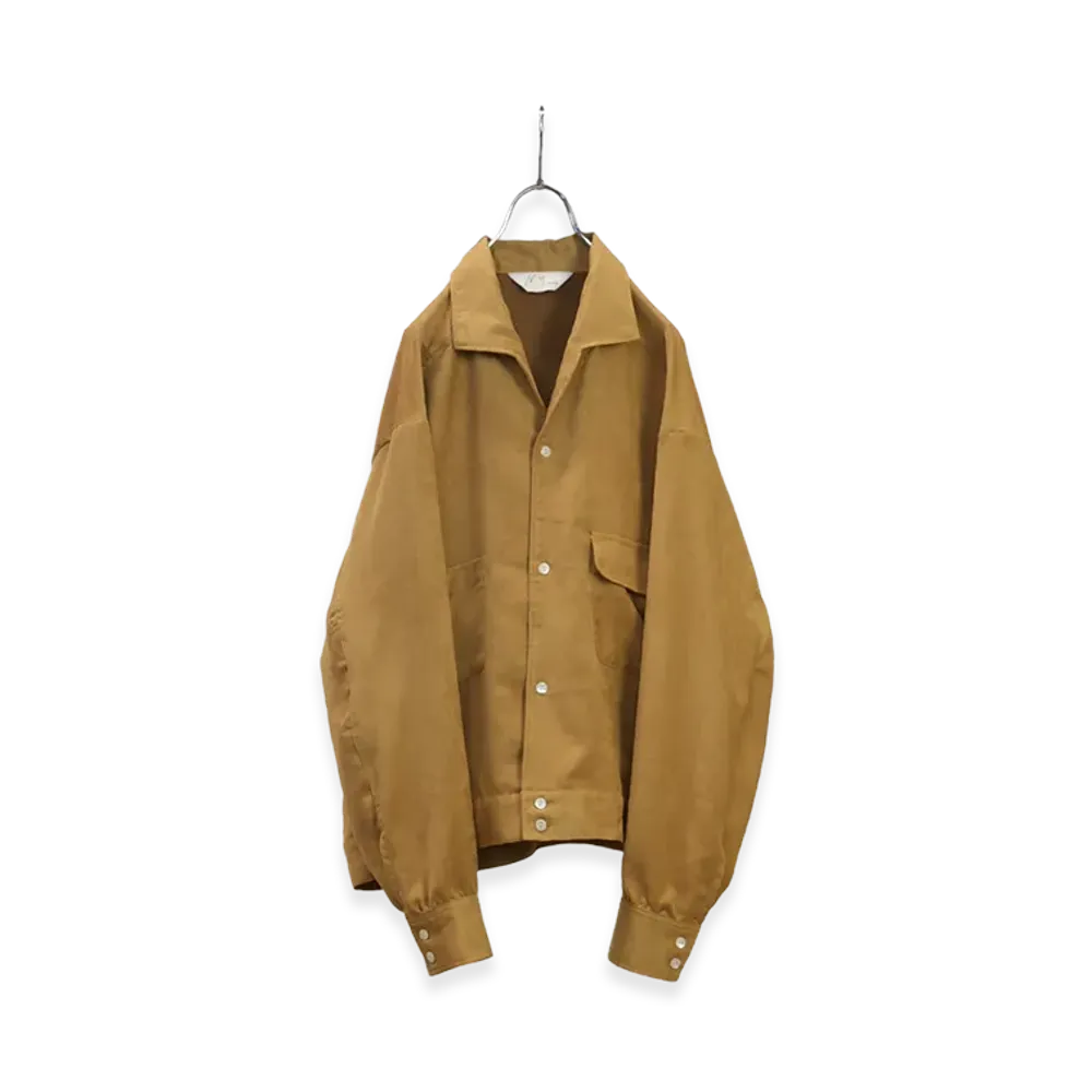 ANCELLM Vegan Suede Open Collar Shirt "Yellow"