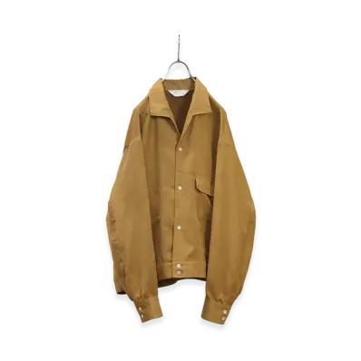 ANCELLM Vegan Suede Open Collar Shirt "Yellow"