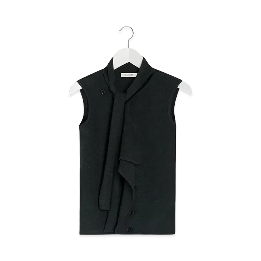 LEMAIRE Women's Asymmetric Sleeveless Cardigan "Anthracite"