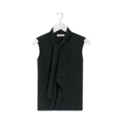 LEMAIRE Women's Asymmetric Sleeveless Cardigan "Anthracite"
