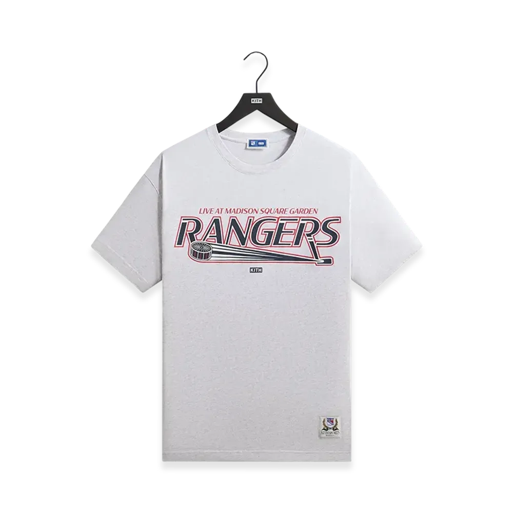 Kith x The New York Rangers Madison Square Garden Puck Vintage Tee "Light Heather Grey"