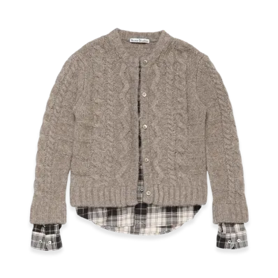 Acne Studios Fitted Layered Cardigan "Beige Melange"