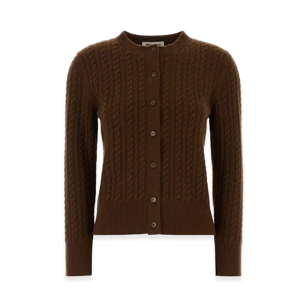 MIU MIU Women's Cashmere Cardigan "Brown"