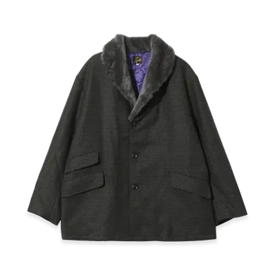 NEEDLES Shawl Collar Coat - Wool Glen Plaid "Navy"