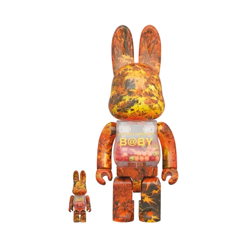 Bearbrick MY FIRST R@BBRICK B@BY 100% & 400% AUTUMN LEAVES Ver.
