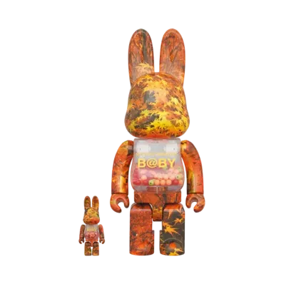 Bearbrick MY FIRST R@BBRICK B@BY 100% & 400% AUTUMN LEAVES Ver.