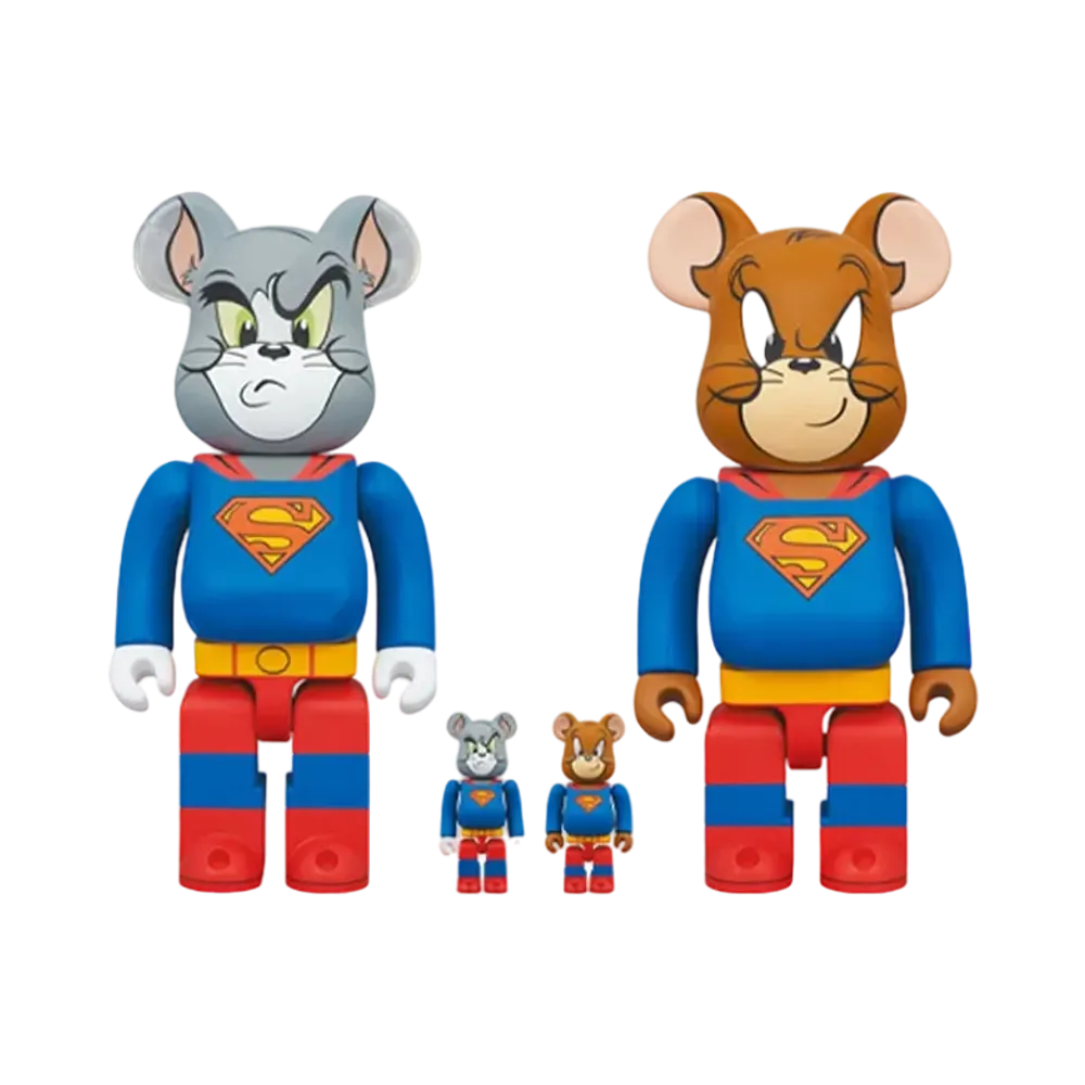 MEDICOM TOY "BEARBRICK" -Warner Bros 100th- TOM and JERRY as SUPERMAN 100% & 400%