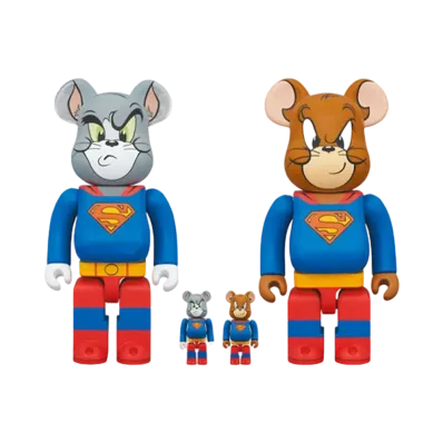 MEDICOM TOY "BEARBRICK" -Warner Bros 100th- TOM and JERRY as SUPERMAN 100% & 400%