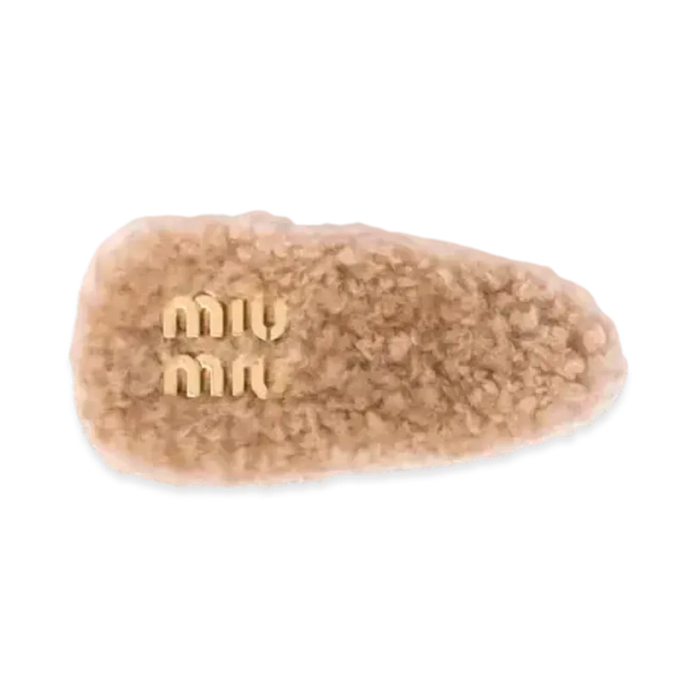 MIUMIU Shearling Hair Clip "Camel"