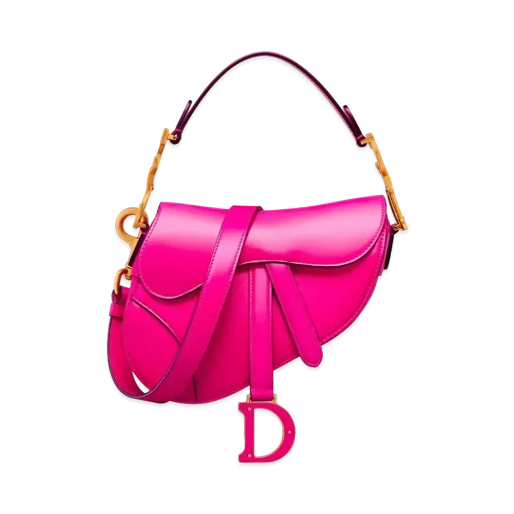 Dior Mini Saddle Bag with Strap Smooth Calfskin "Rani Pink"