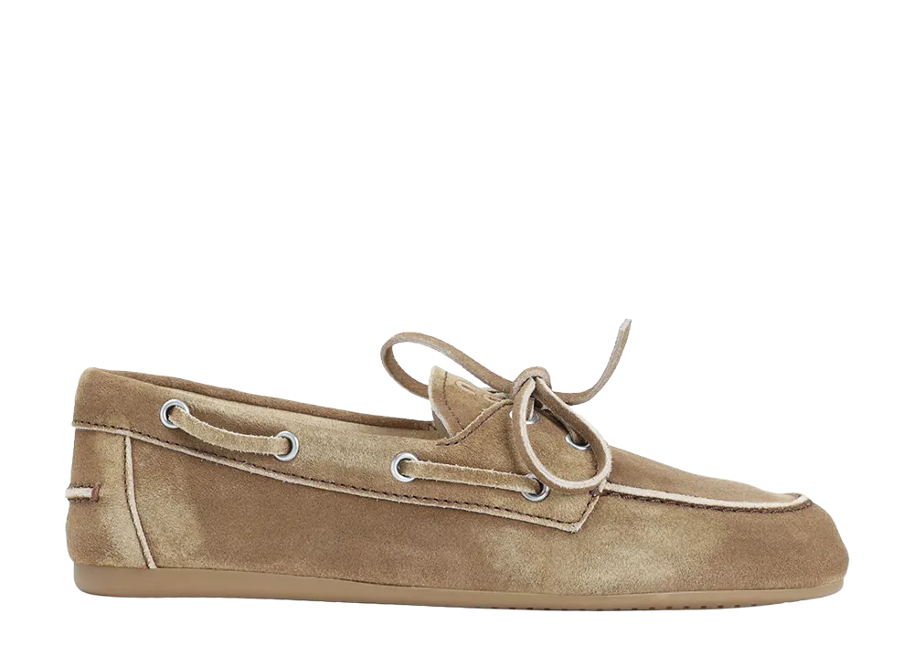 MIU MIU Women's Vintage Boat Shoe "Camel"
