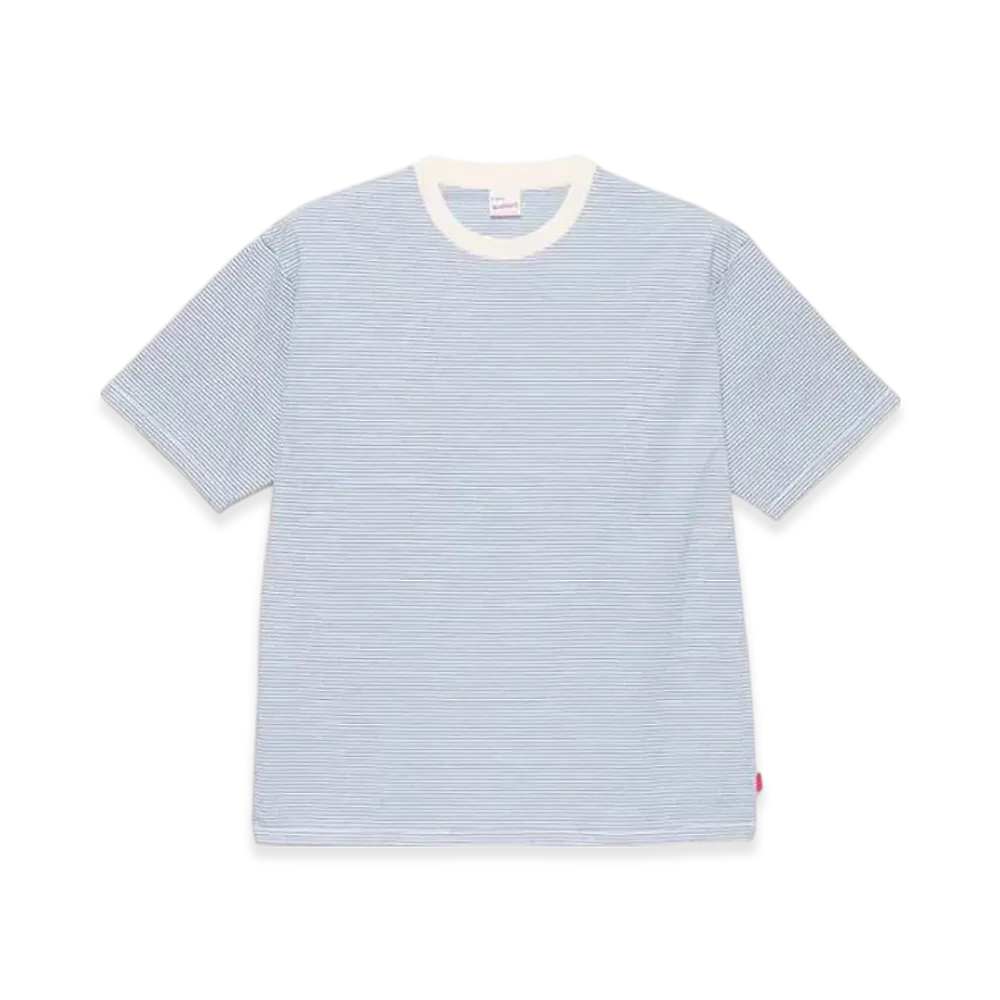 Healthknit Narrow Border Crew Neck Short Sleeve T-Shirt "Natural Blue"
