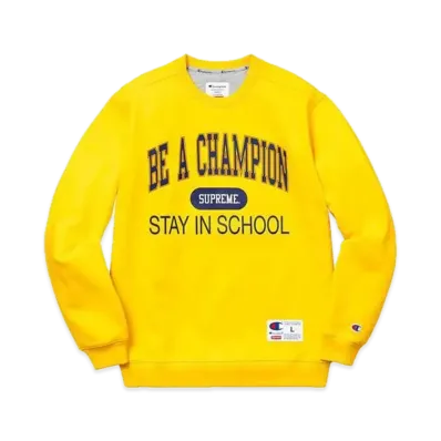 Supreme x Champion Stay In School Crewneck "Yellow"