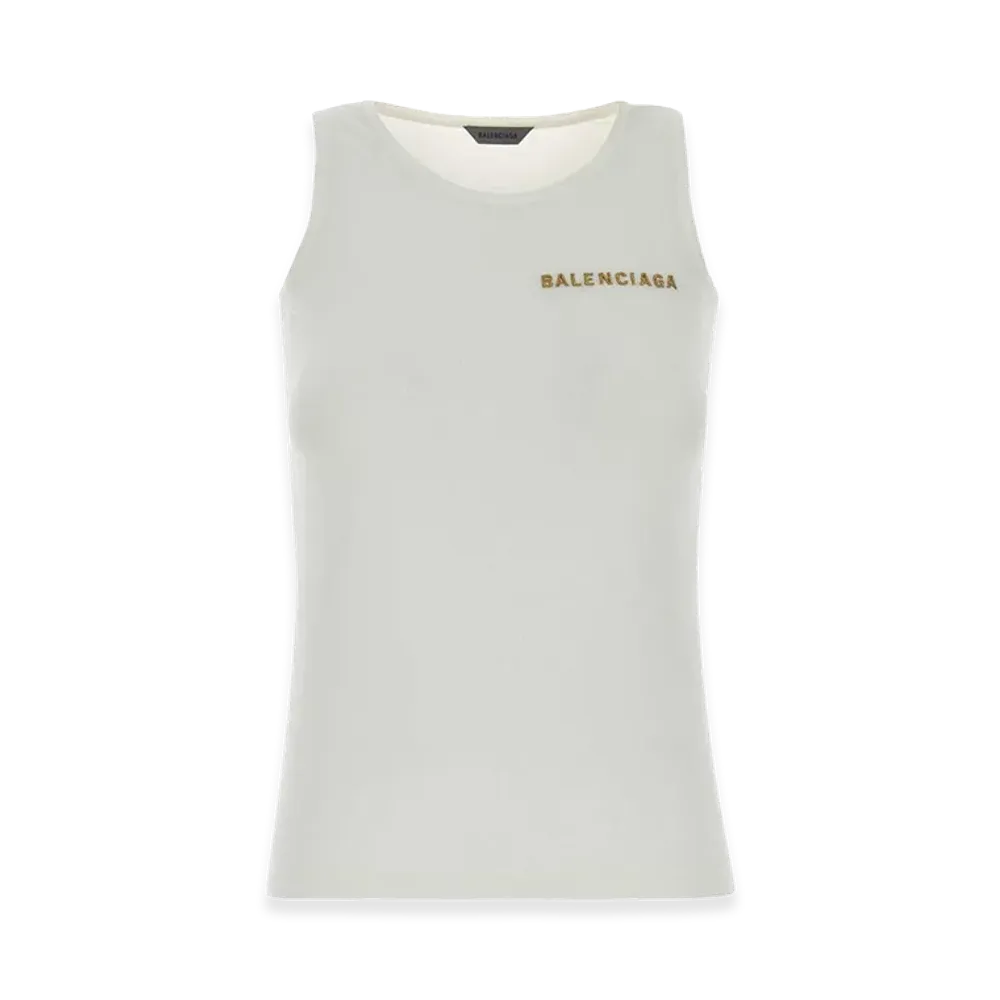 BALENCIAGA Women's Cotton Blend Tank Top "White"