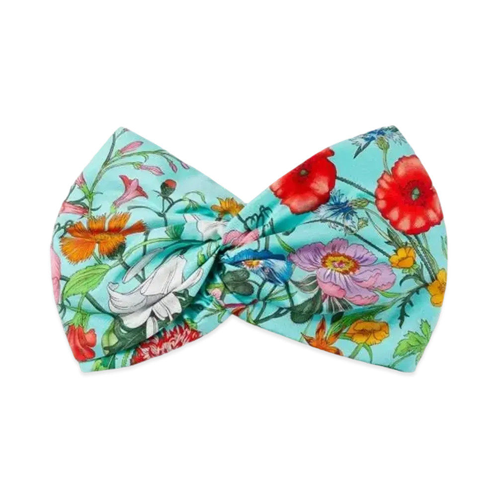 GUCCI Flora Print Silk Headband "Green/Multicolor"