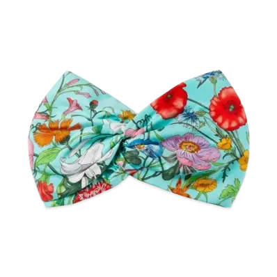 GUCCI Flora Print Silk Headband "Green/Multicolor"