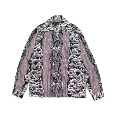 KAPITAL Silk Rayon Souffle & Arrowhead Pt Wrangle Color Open Collar Shirt "Purple"