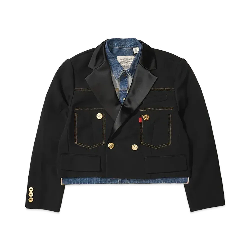 sacai x Levi's Women's Denim x Matelasse Twill Reversible Blouson "Blue/Black"