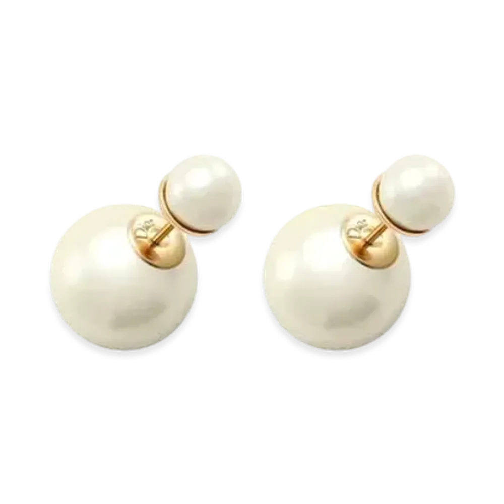 Dior Tribales Earrings Gold-Finish Metal and White Resin Pearls "Gold"