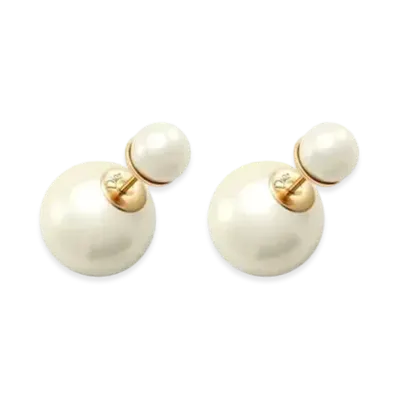 Dior Tribales Earrings Gold-Finish Metal and White Resin Pearls "Gold"