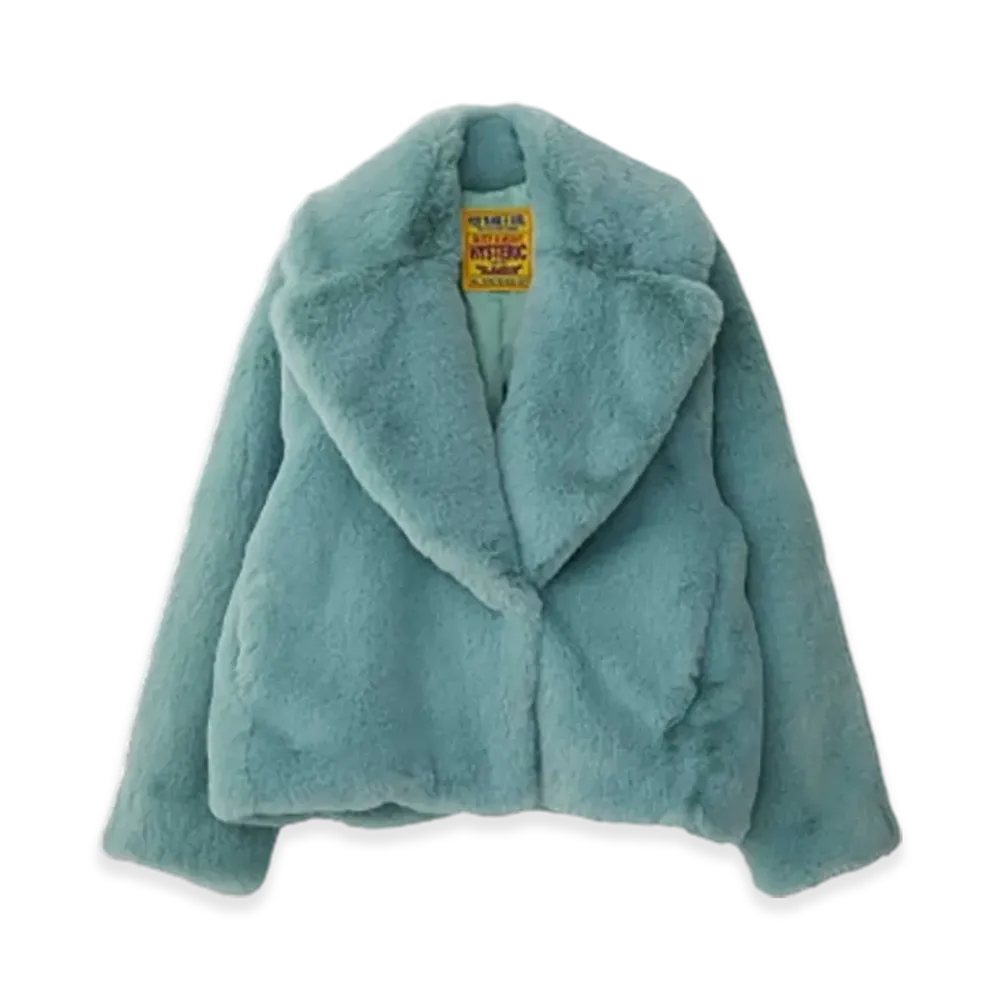 HYSTERIC GLAMOUR Fire Bear Embroidered Faux Fur Blouson "Green"