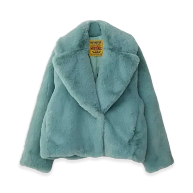HYSTERIC GLAMOUR Fire Bear Embroidered Faux Fur Blouson "Green"