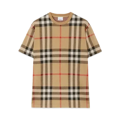 Burberry Men's Check Cotton Jacquard T-shirt "Archive Beige"