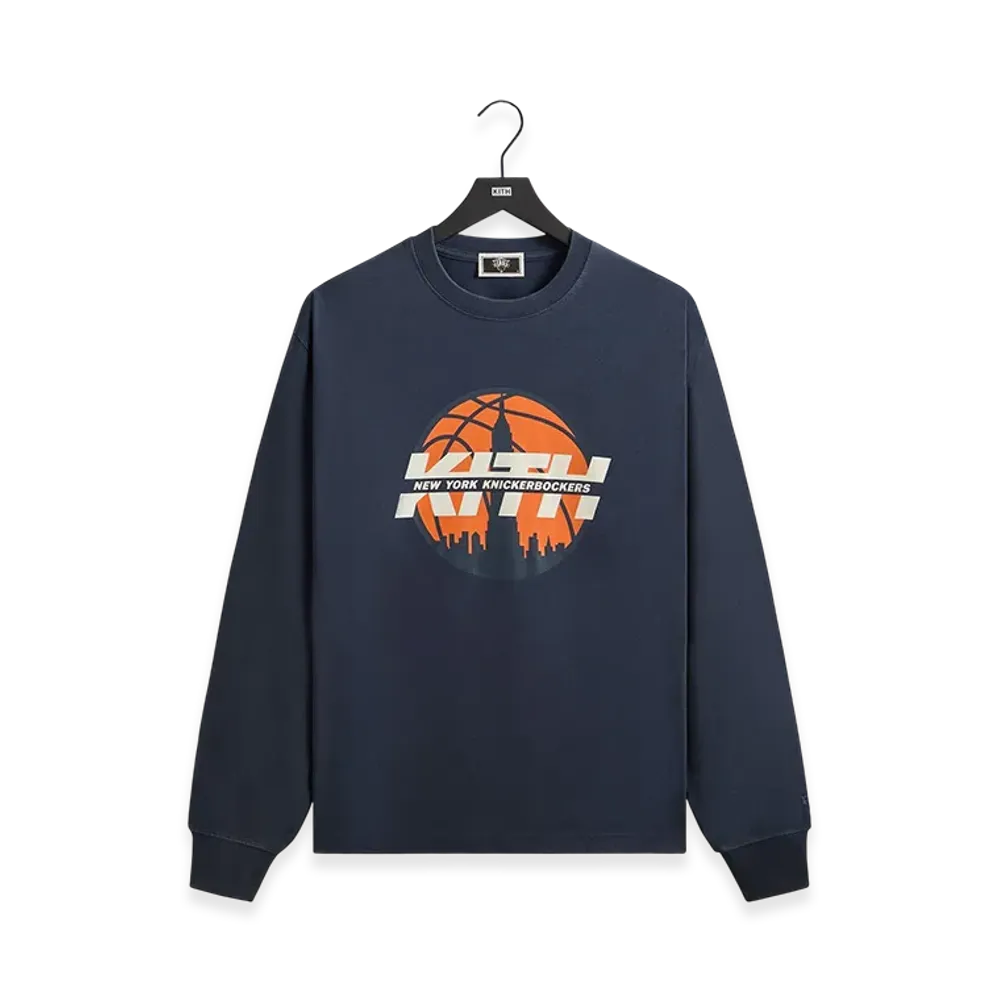Kith x the New York Knicks Knickerbockers Long Sleeve Quinn Vintage Tee "Nocturnal"