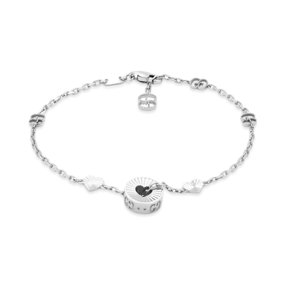 GUCCI Icon Heart Bracelet "White Gold"