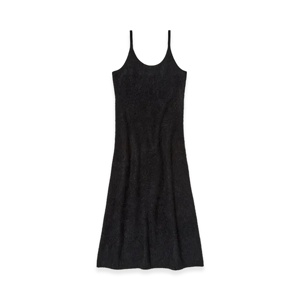 AURALEE Women's Garment-Dyed Baby Alpaca Fur Knit Dress "Black"