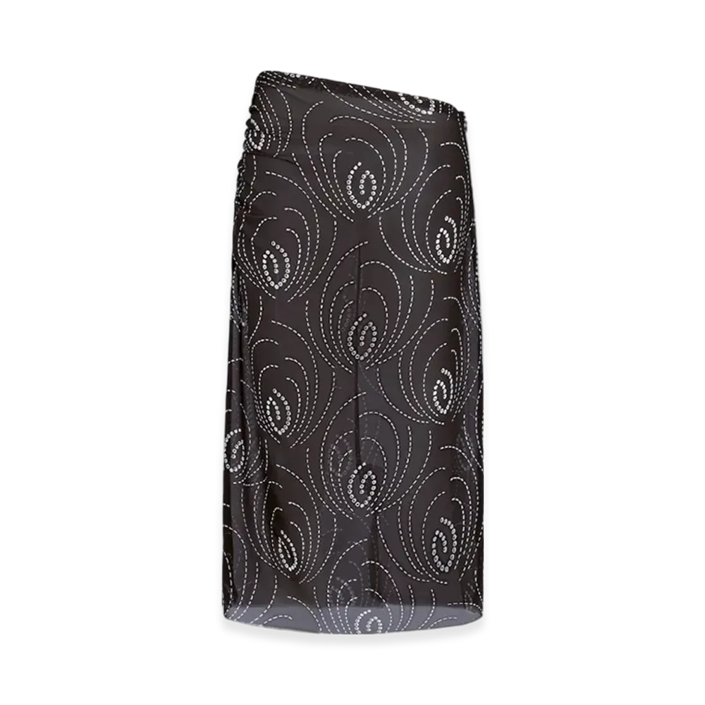 PRADA Women's Printed Georgette Skirt "Black"