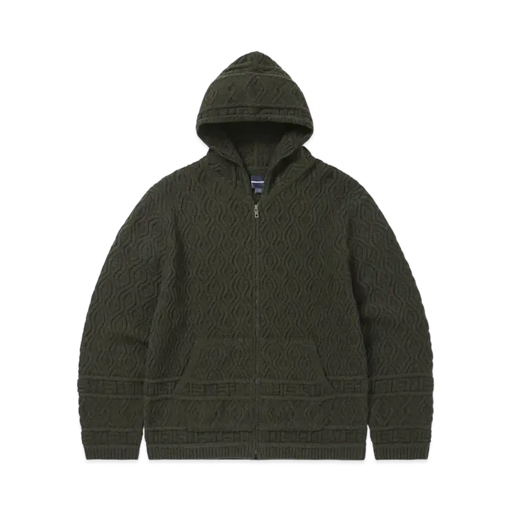 thisisneverthat Cable Knit Zip Hoodie "Olive"