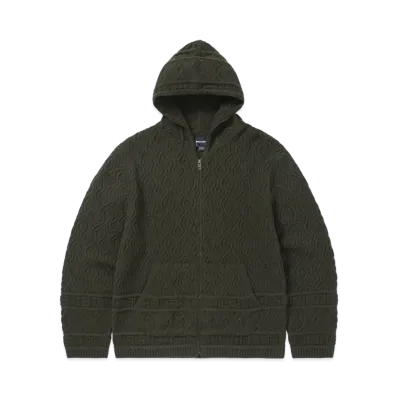 thisisneverthat Cable Knit Zip Hoodie "Olive"