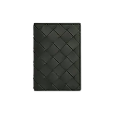 Bottega Veneta Intrecciato Flap Card Case "Dark Green"