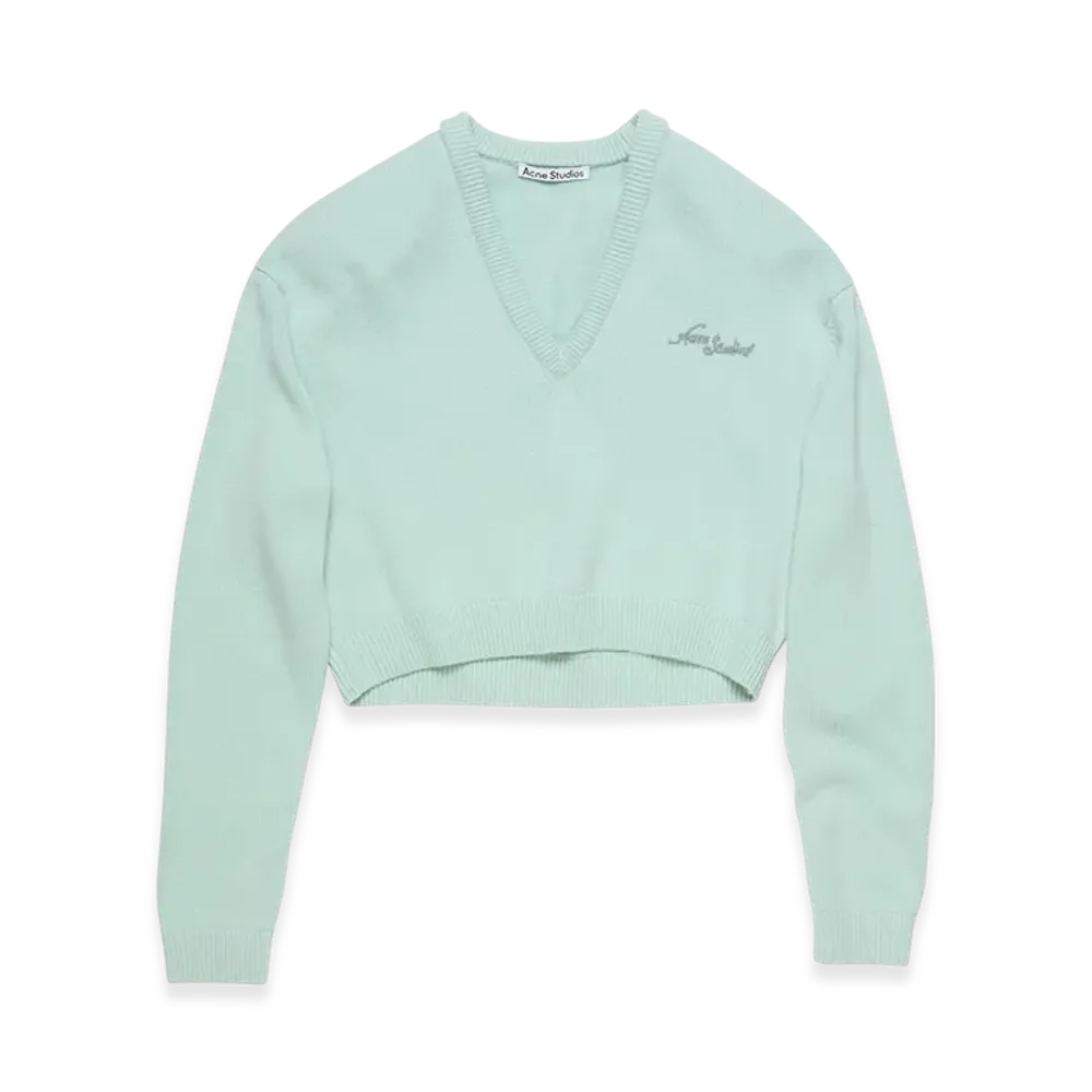 Acne Studios V-Neck Wool Sweater "Faded Mint"
