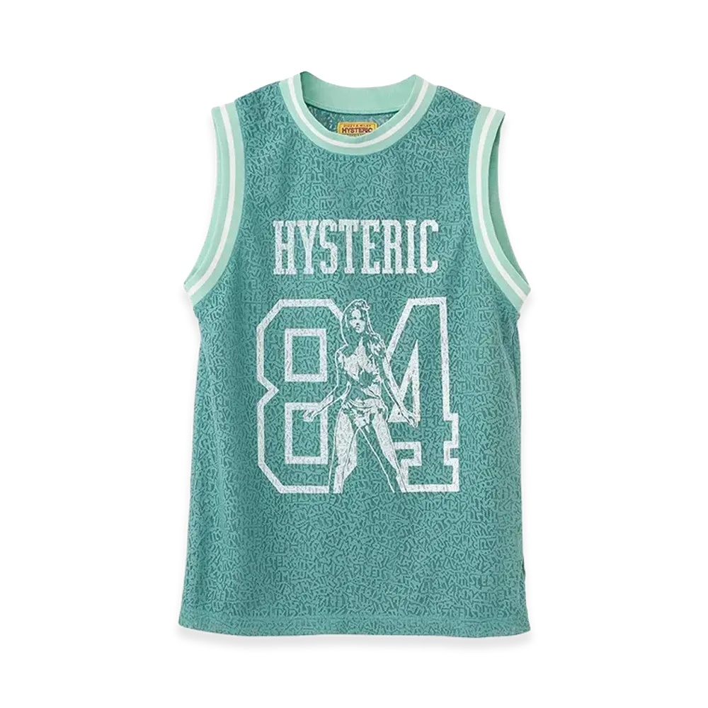 HYSTERIC GLAMOUR Women's Maiden Logo Pattern Tulle Jacquard Tank Top "Green Other"