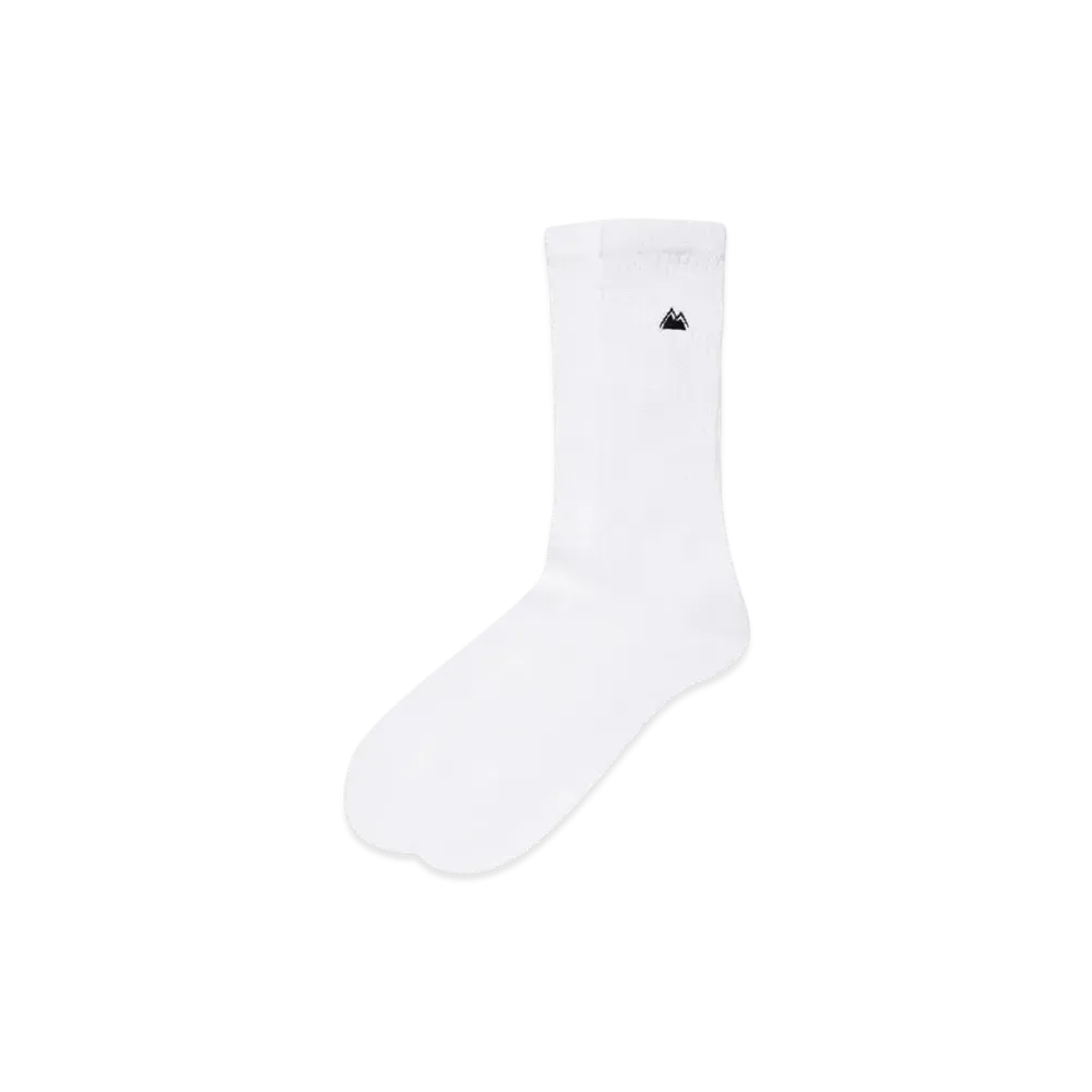 FIRST DOWN Plain Crew Logo Socks "White"