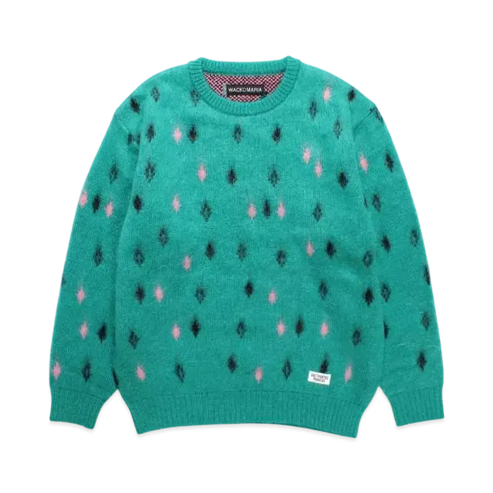 WACKO MARIA Diamond Heavy Mohair Knit Sweater "Green"